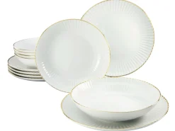 Creatable Geschirrset|Allegra - Tafelservice 12-tlg - Goldband