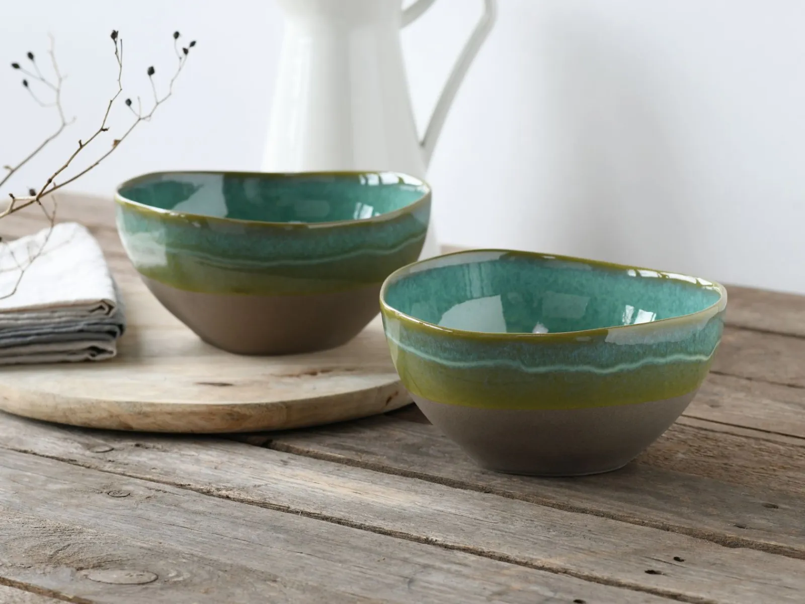 Creatable Bowls & Schüsseln|Geschirrset|Basalt Bio - Poke Bowl 2-tlg - Salbei