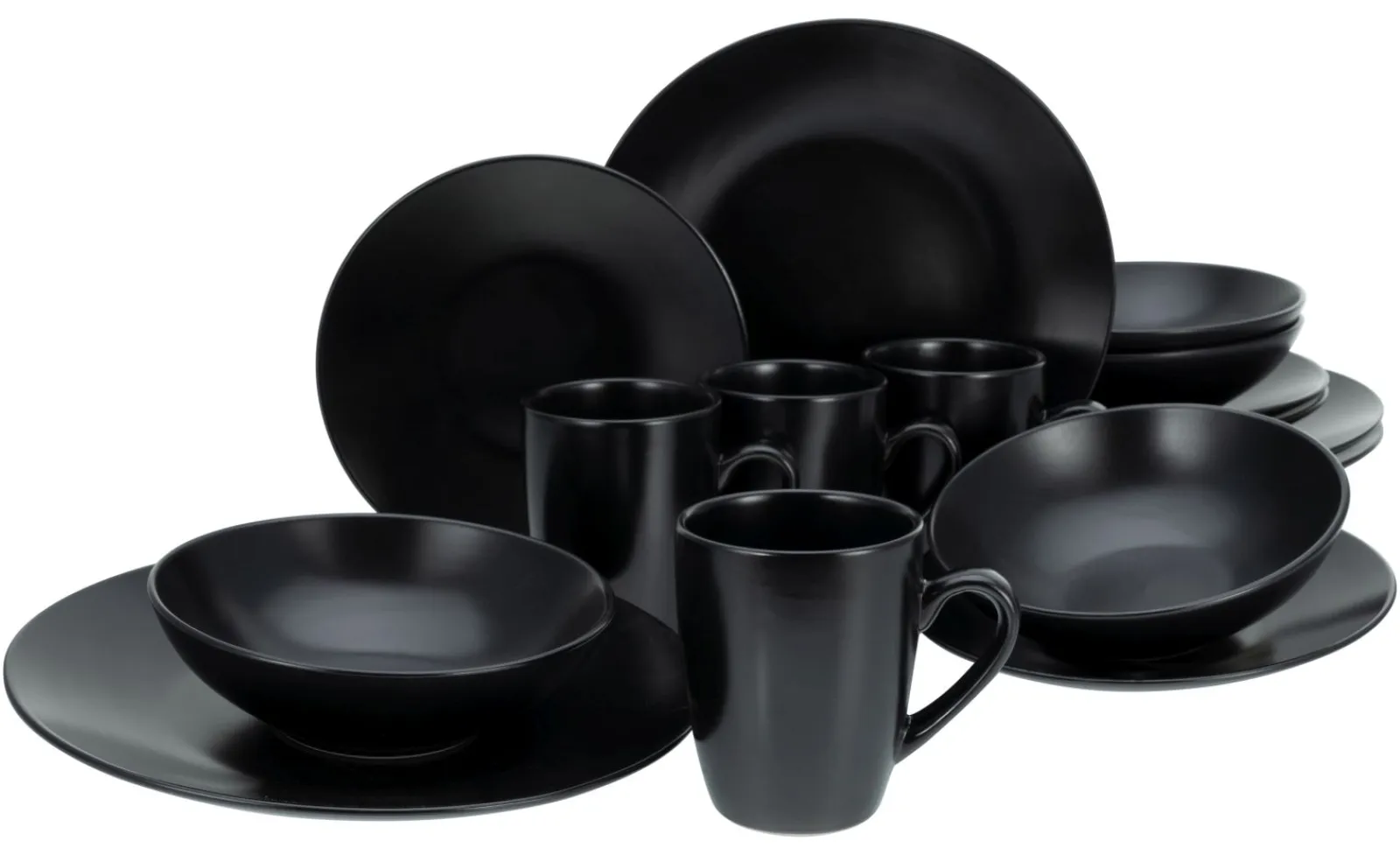 Creatable Geschirrset|Black Matt - Kombiservice 16-tlg - Schwarz