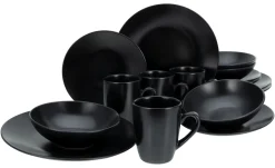 Creatable Geschirrset|Black Matt - Kombiservice 16-tlg - Schwarz