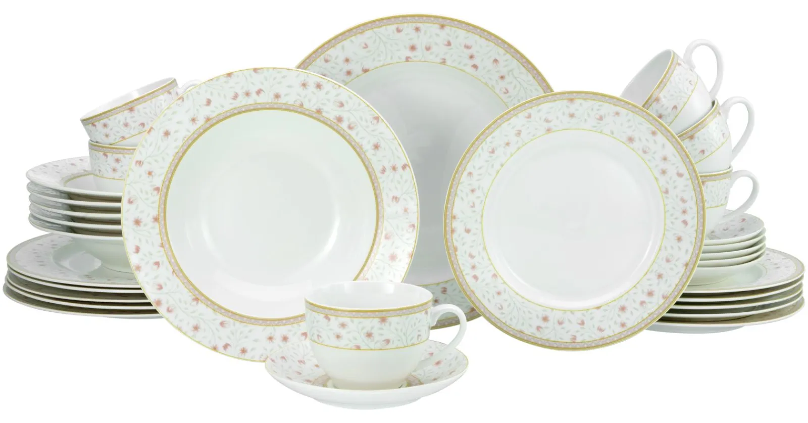 Creatable Geschirrset|Emilia - Kombiservice 30-tlg - Creme weiss