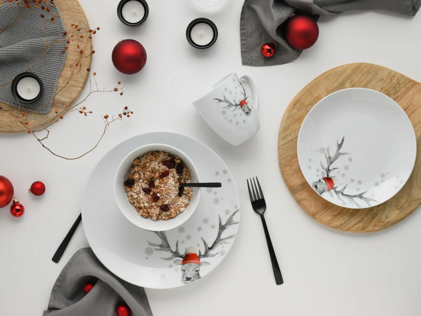 Creatable Geschirrset|Hirsch - Kombiservice - Weiss