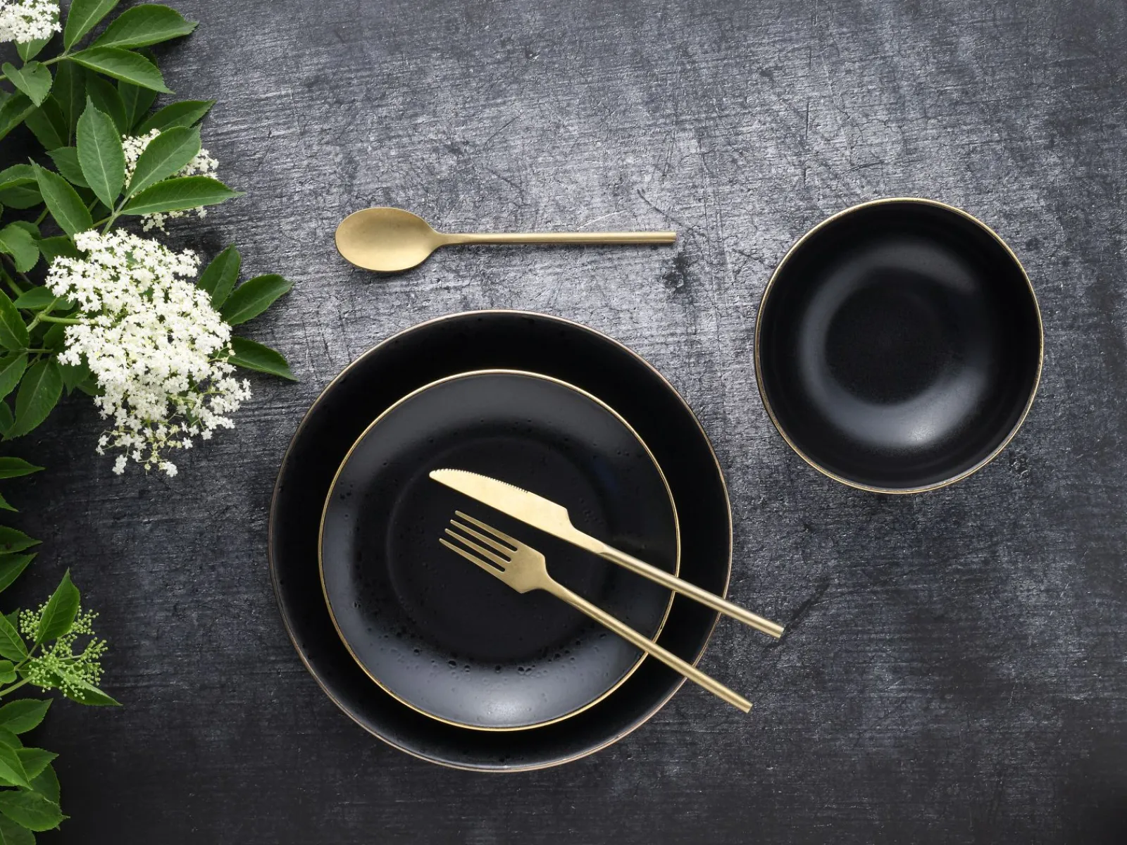 Creatable Geschirrset|Teller|Industrial Tellerset 12-tlg - Schwarz