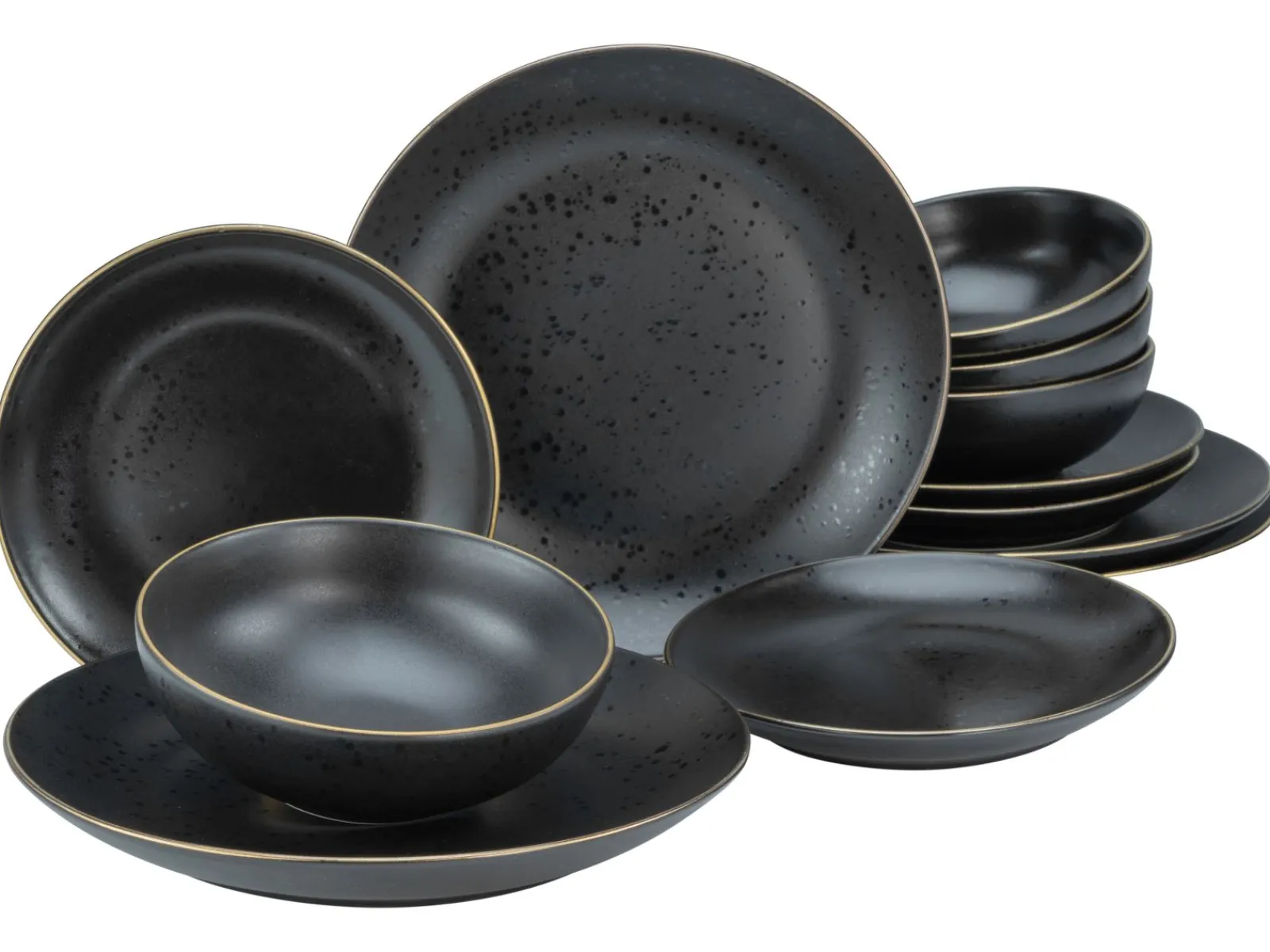 Creatable Geschirrset|Teller|Industrial Tellerset 12-tlg - Schwarz