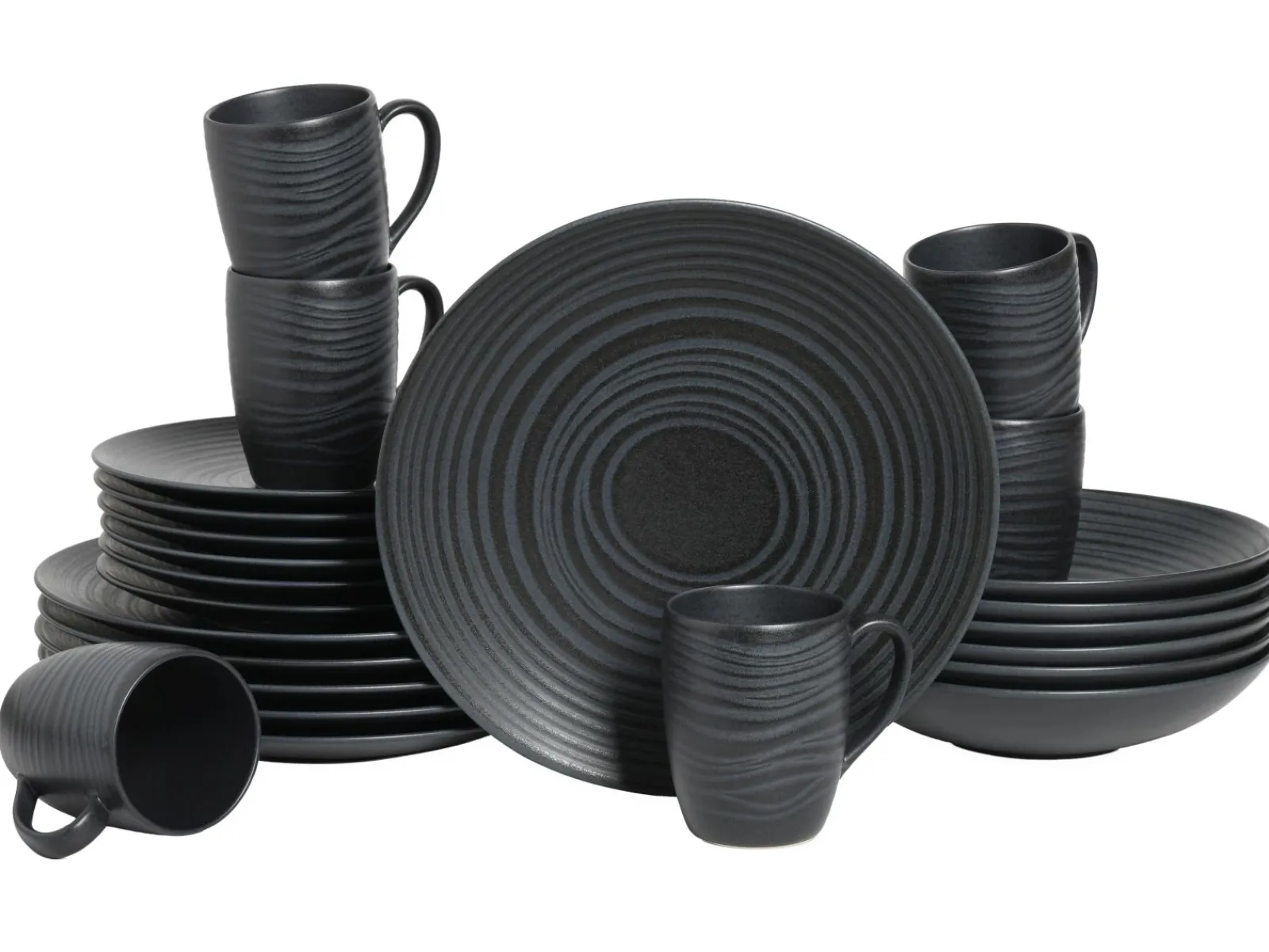 Creatable Geschirrset|Lava Stone - Kombiservice 24-tlg - Schwarz