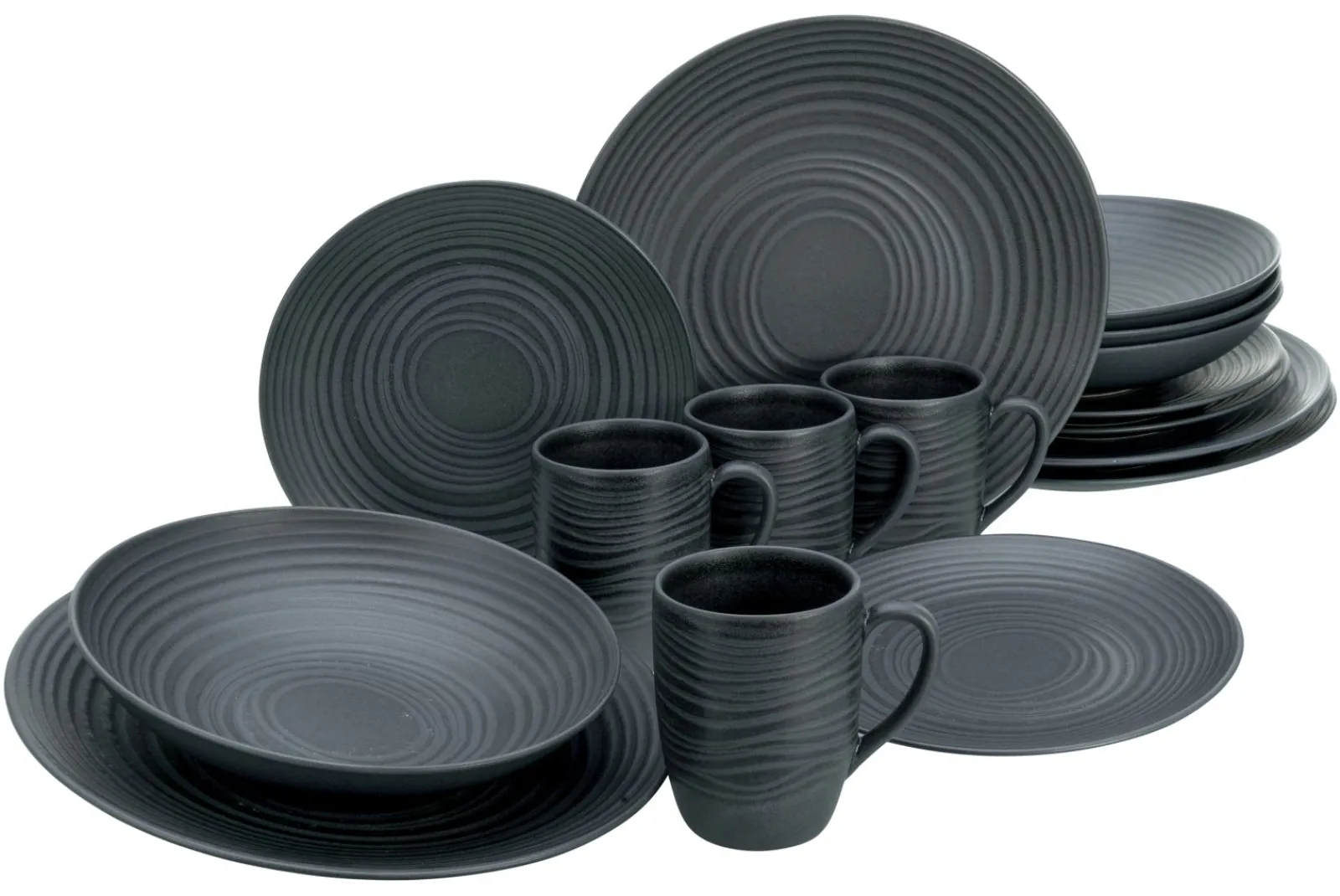 Creatable Geschirrset|Lava Stone - Kombiservice 16-tlg - Schwarz