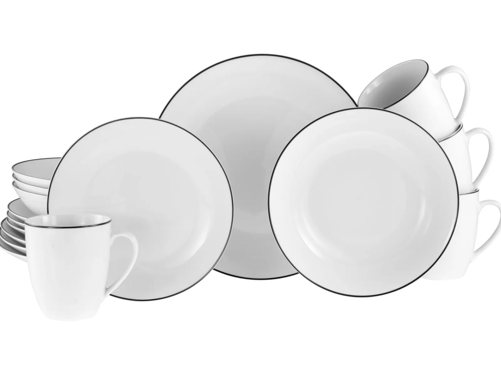 Creatable Geschirrset|Luna Black Line - Kombiservice 16-tlg - Black Line