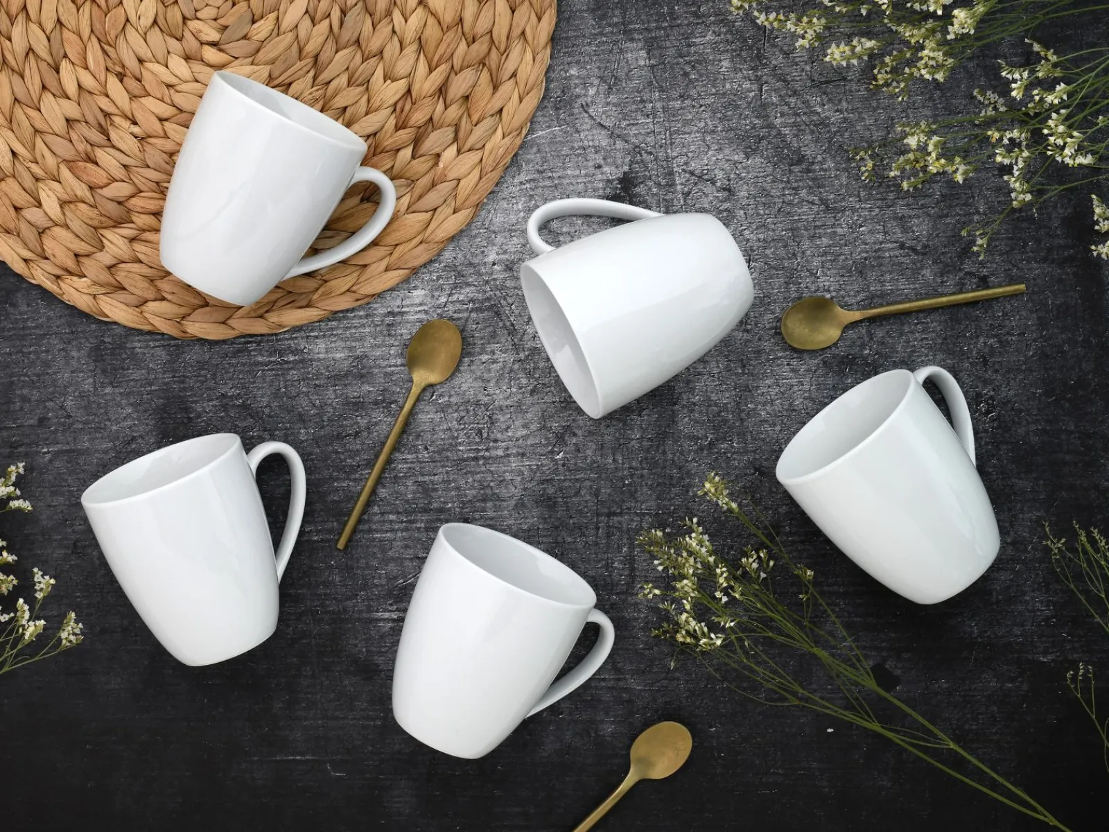 Creatable Becher & Tassen|Geschirrset|Luna - Kaffeebecher 6-tlg - Weiss