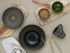 Creatable Geschirrset|Mandala - Kombiservice 16-tlg - Gold-Schwarz