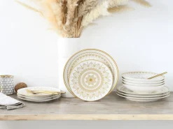 Creatable Geschirrset|Mandala - Tellerset 12-tlg - Gold-Schwarz