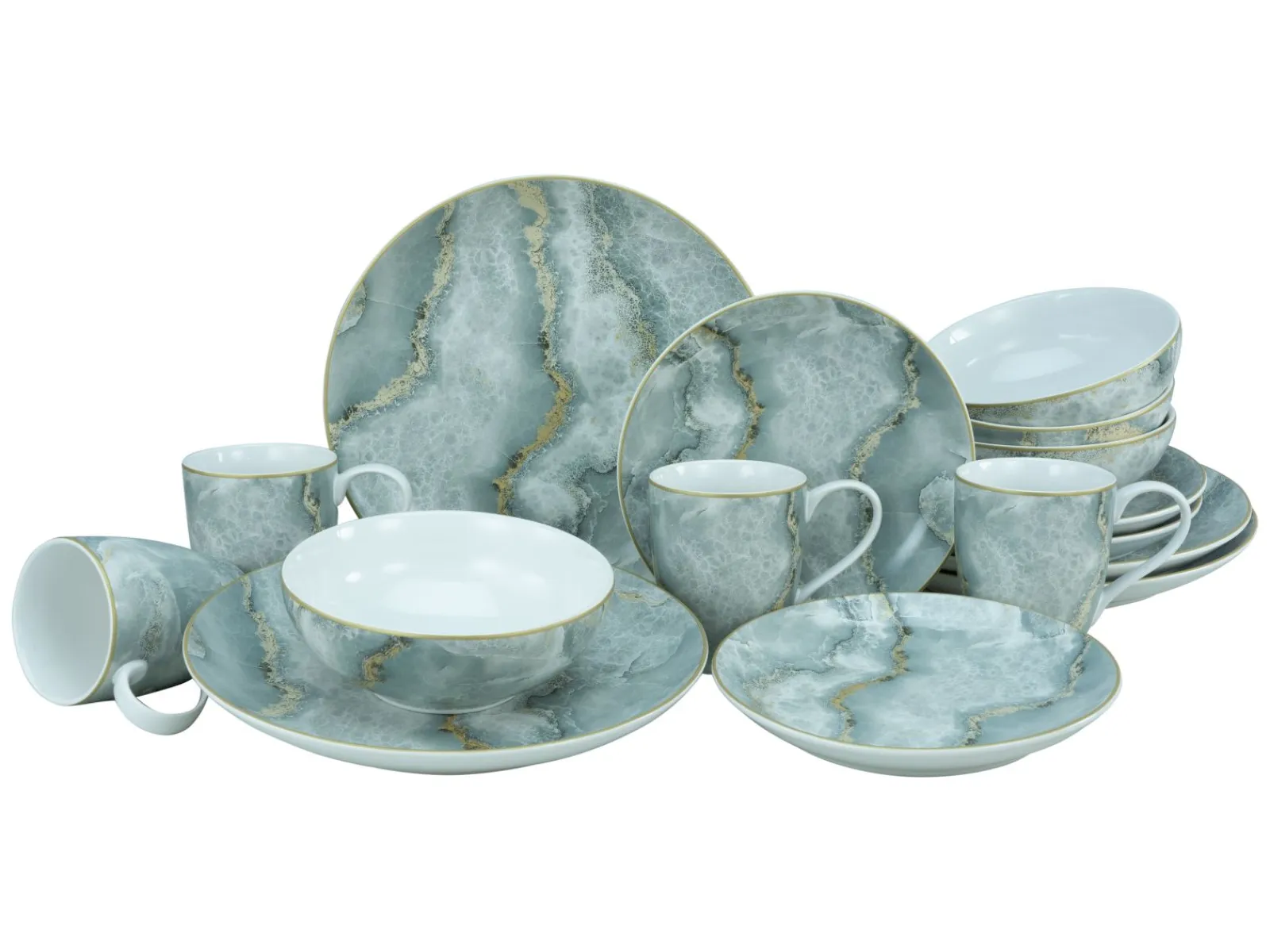 Creatable Geschirrset|Marmor - Kombiservice 16-tlg - Grau
