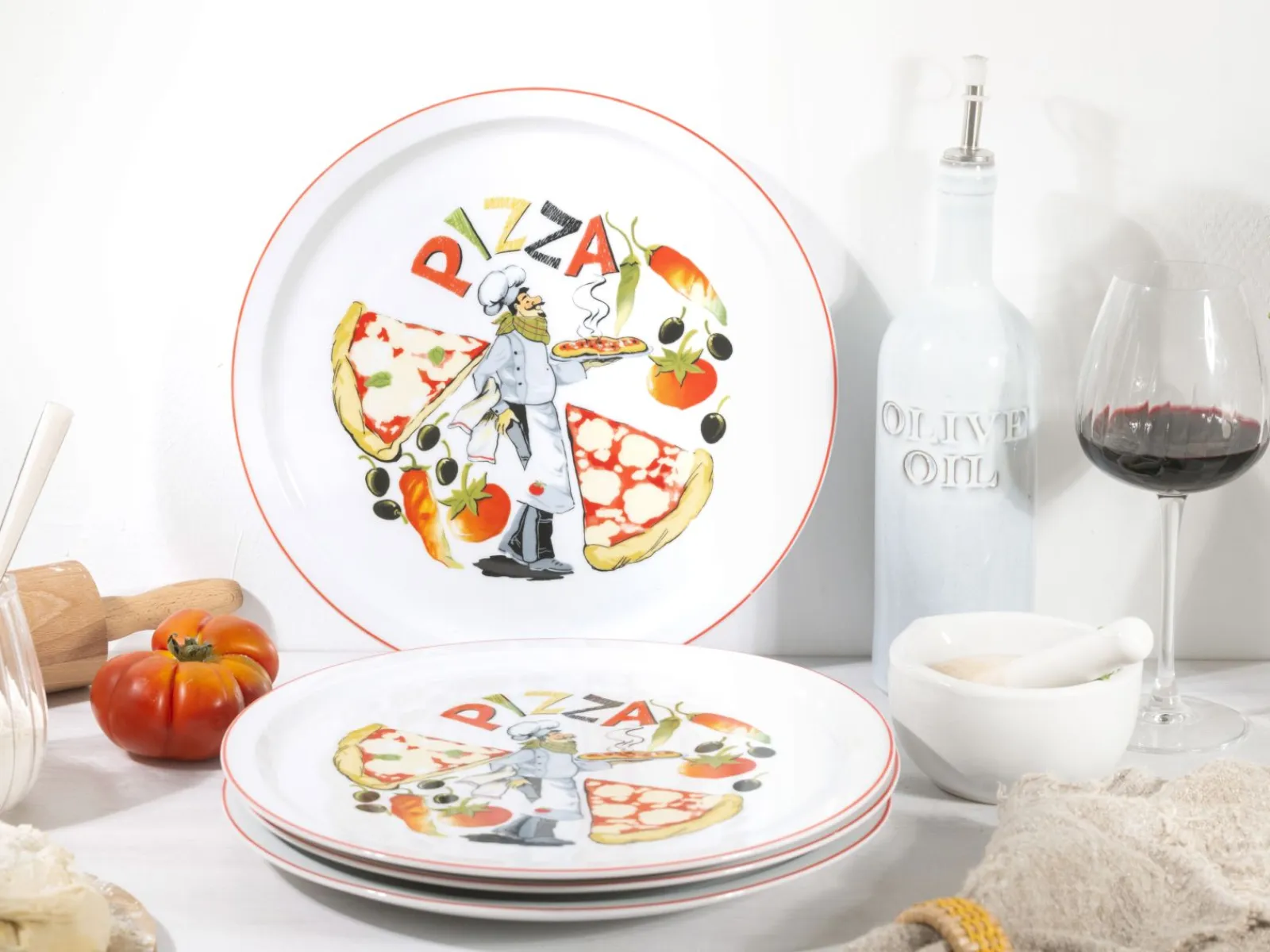 Creatable Geschirrset|Teller|Milano - Pizzateller 4-tlg - Pizzabäcker