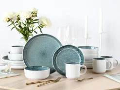 Creatable Geschirrset|Nordic Fjord - Kombiservice 16-tlg - Eisblau - Weiss