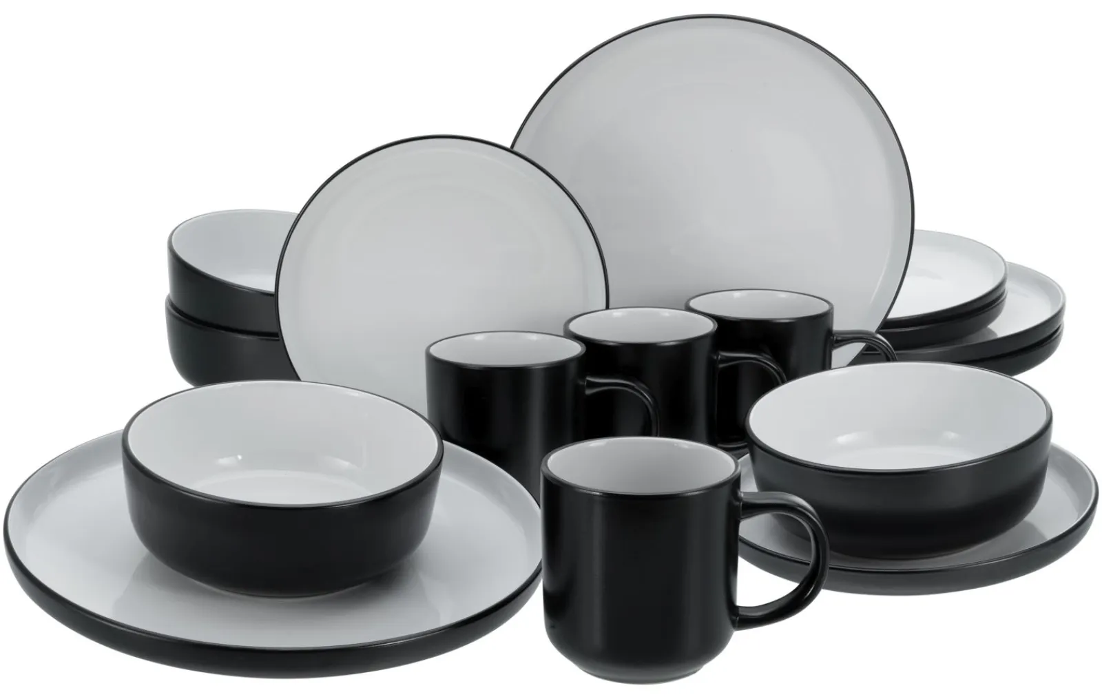 Creatable Geschirrset|Nordic - Kombiservice 16-tlg - Cool Black Grey