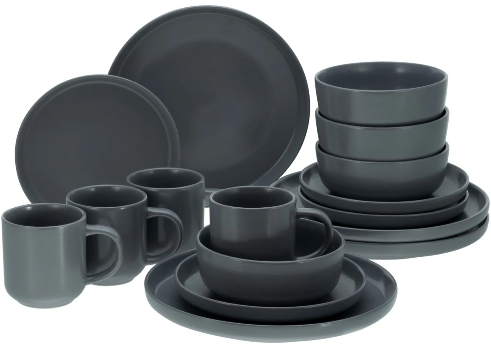 Creatable Geschirrset|Nordic - Kombiservice 16-tlg - Cool Black Grey