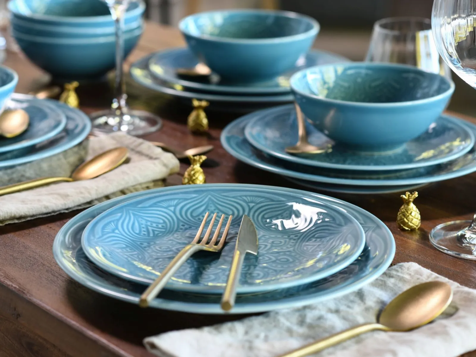 Creatable Geschirrset|Teller|Orient Mandala - Tellerset 18-tlg - Aquamarine