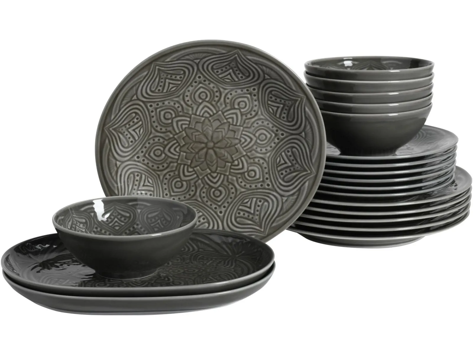Creatable Geschirrset|Teller|Orient Mandala - Tellerset 20-tlg - Stein