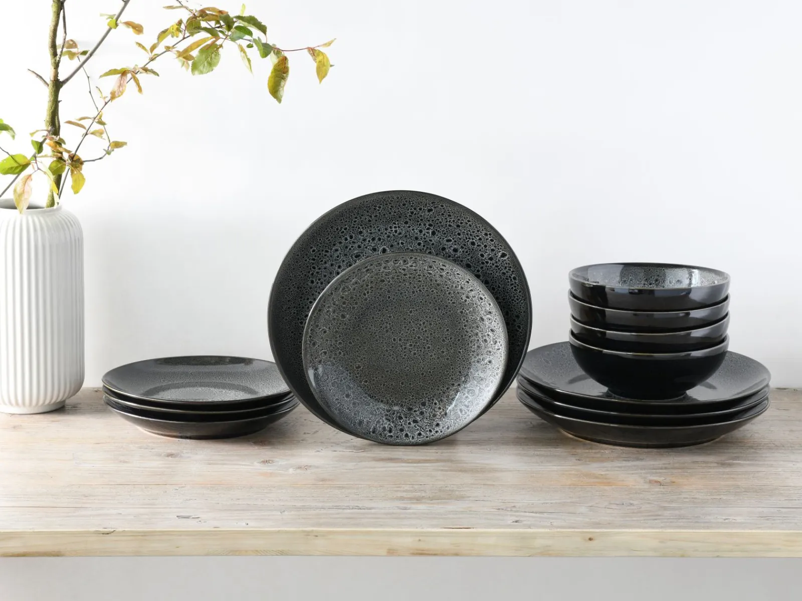 Creatable Geschirrset|Teller|Reactive Nostalgic - Tellerset 12-tlg - Schwarz