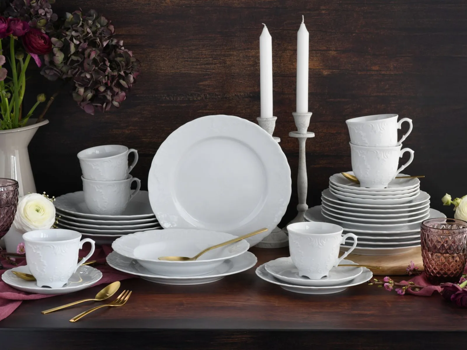 Creatable Geschirrset|Roccoco - Kombiservice 30-tlg - Weiss