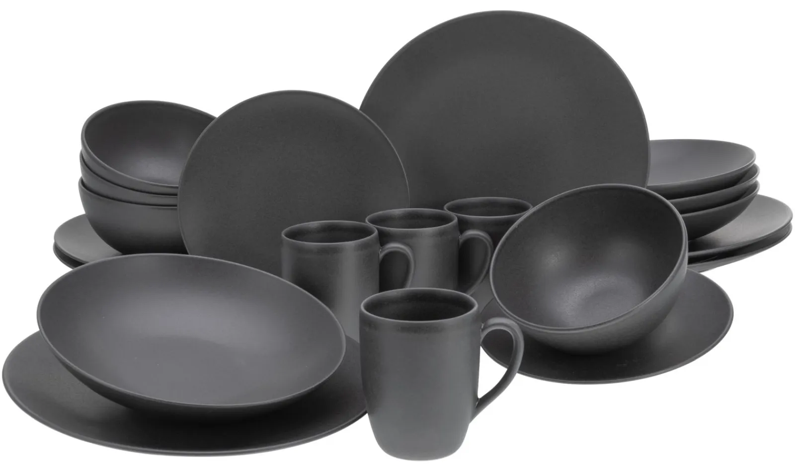 Creatable Geschirrset|Soft Touch - Kombiservice 24-tlg - Schwarz