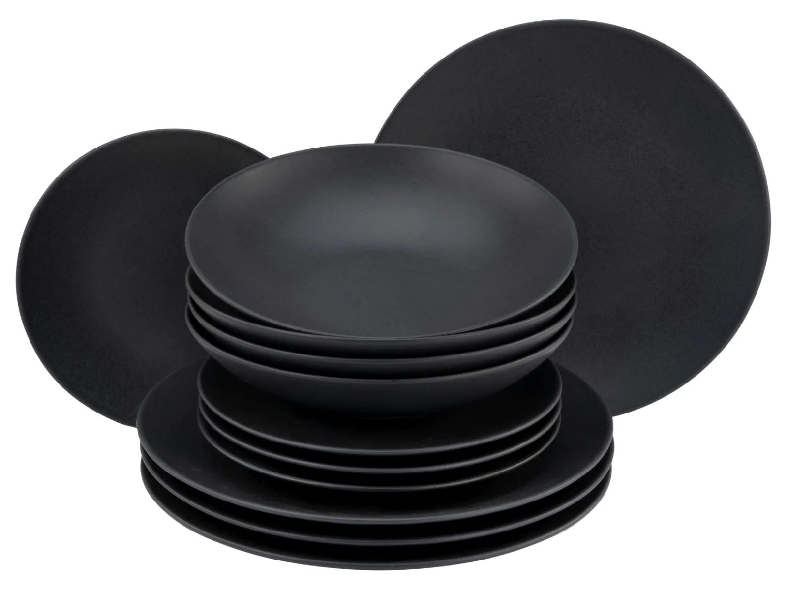 Creatable Geschirrset|Teller|Soft Touch - Tellerset 12-tlg, Soft Touch - Tafelservice 12-tlg - Schwarz