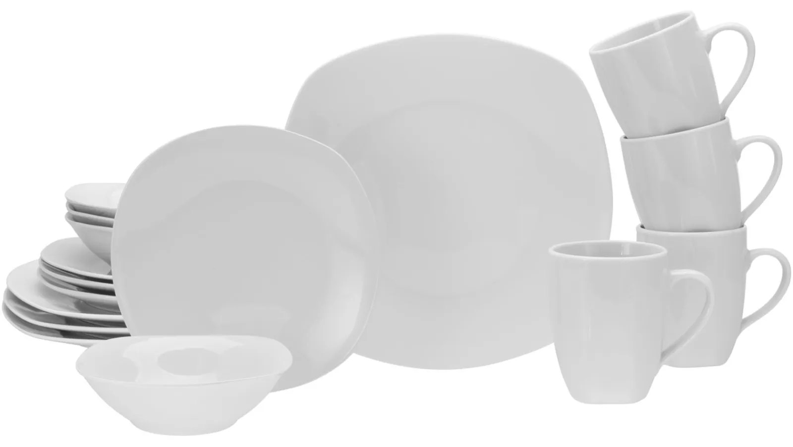 Creatable Geschirrset|Square - Kombiservice 16-tlg - Weiss