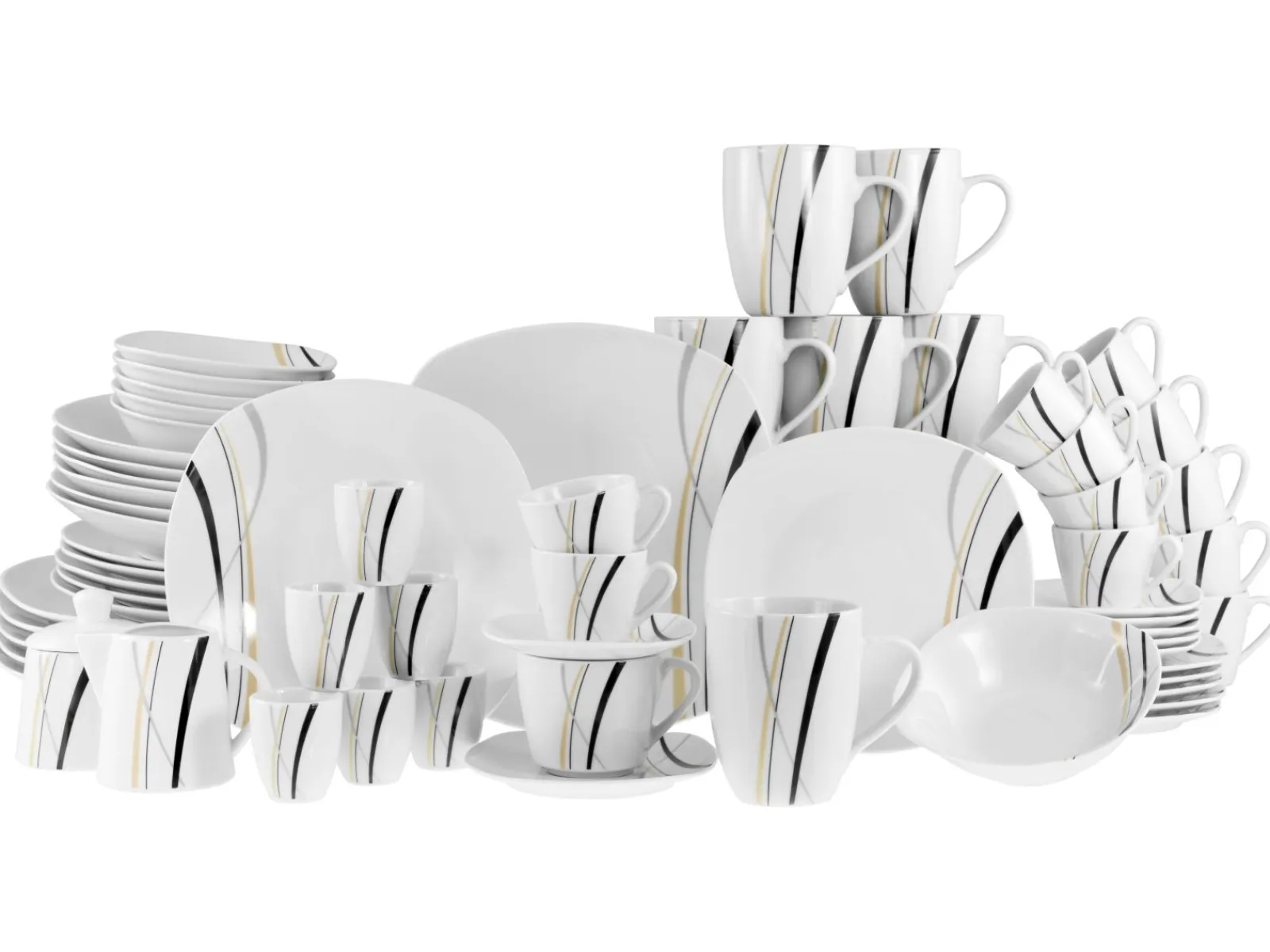 Creatable Geschirrset|Square - Kombiservice 62-tlg - Weiss