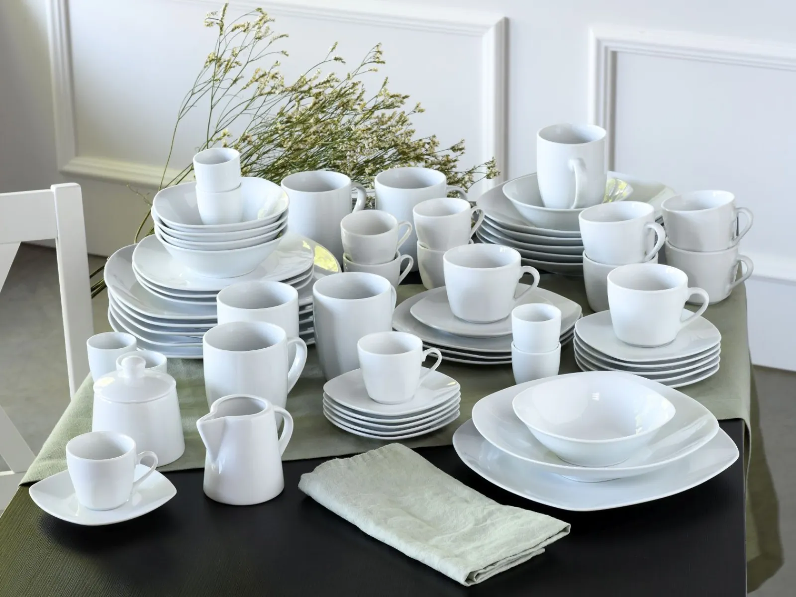 Creatable Geschirrset|Square - Kombiservice 62-tlg - Weiss