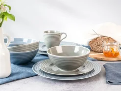 Creatable Geschirrset|Stripes - Kombiservice 16-tlg - Stein/Blau