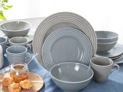 Creatable Geschirrset|Stripes - Kombiservice 16-tlg - Stein/Blau