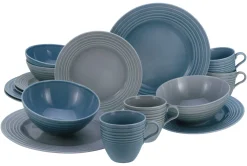 Creatable Geschirrset|Stripes - Kombiservice 16-tlg - Stein/Blau