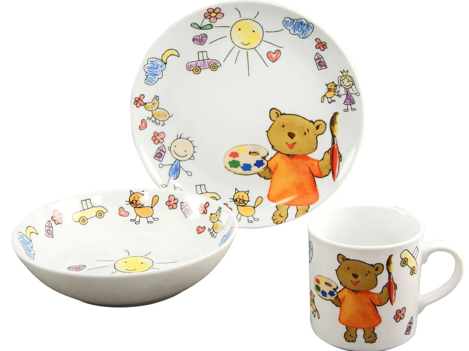 Creatable Geschirrset|Teddy - Kinderservice 3-tlg - Weiss