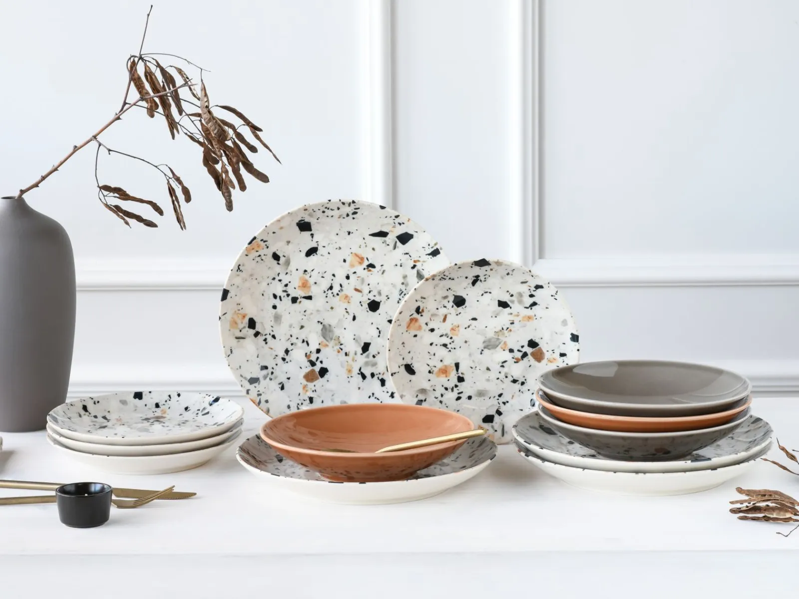 Creatable Geschirrset|Teller|Terrazzo - Tellerset 12-tlg - Mix