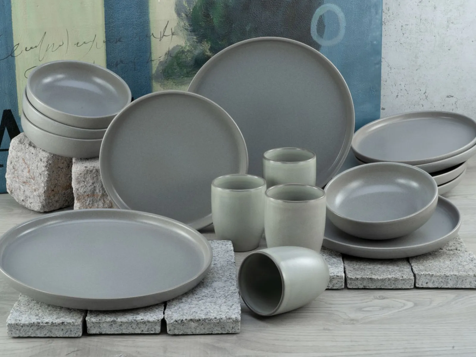 Creatable Geschirrset|Uno - Kombiservice 16-tlg - Grau