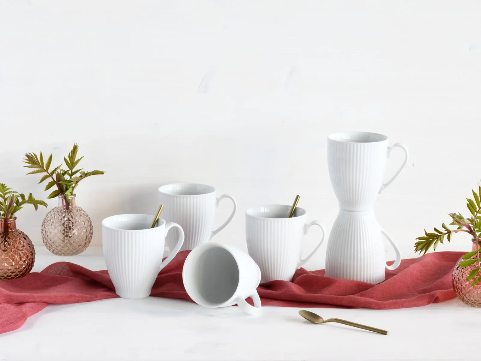 Creatable Becher & Tassen|Geschirrset|Valencia - Becherset 6-tlg, Valencia - Kaffeebecher 6-tlg - Weiss