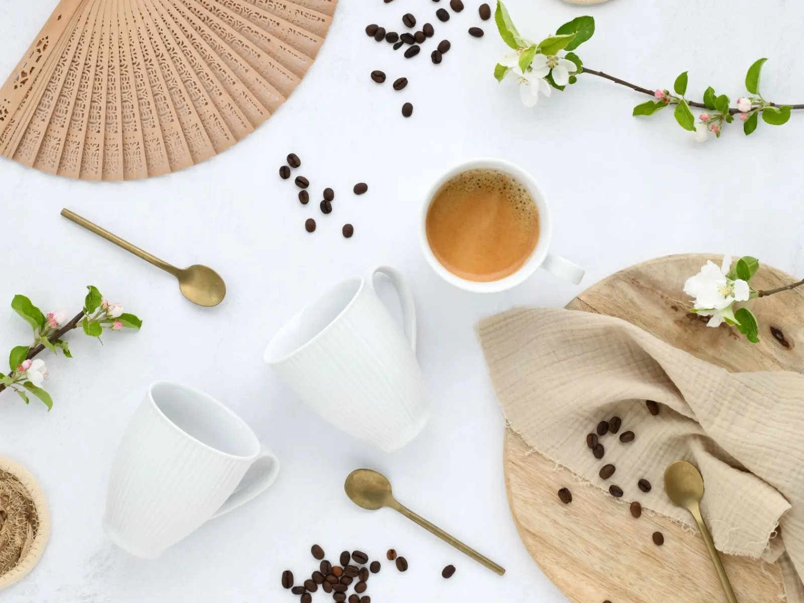 Creatable Becher & Tassen|Geschirrset|Valencia - Becherset 6-tlg, Valencia - Kaffeebecher 6-tlg - Weiss