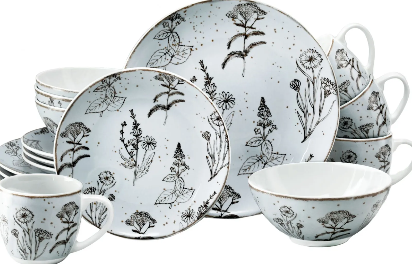 Creatable Geschirrset|Vintage Flowers - Kombiservce 16-tlg - Stein