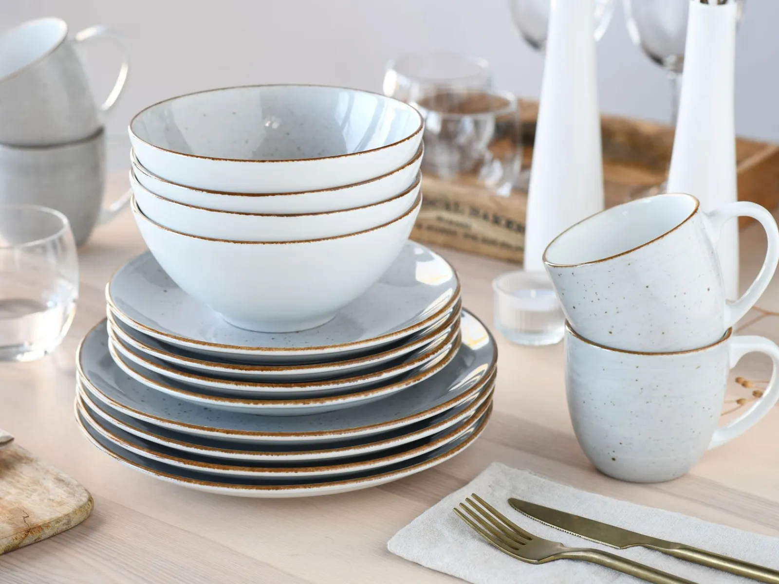 Creatable Geschirrset|Vintage Nature - Kombiservice 16-tlg - Weiss