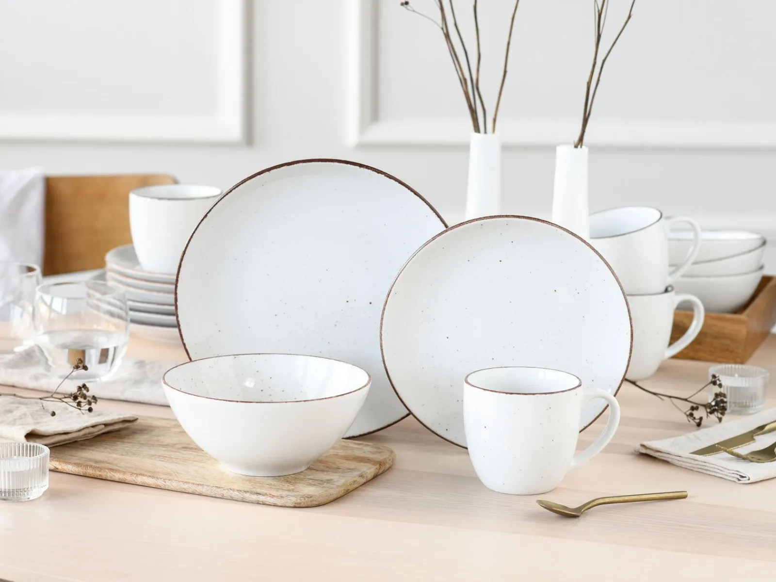 Creatable Geschirrset|Vintage Nature - Kombiservice 16-tlg - Weiss