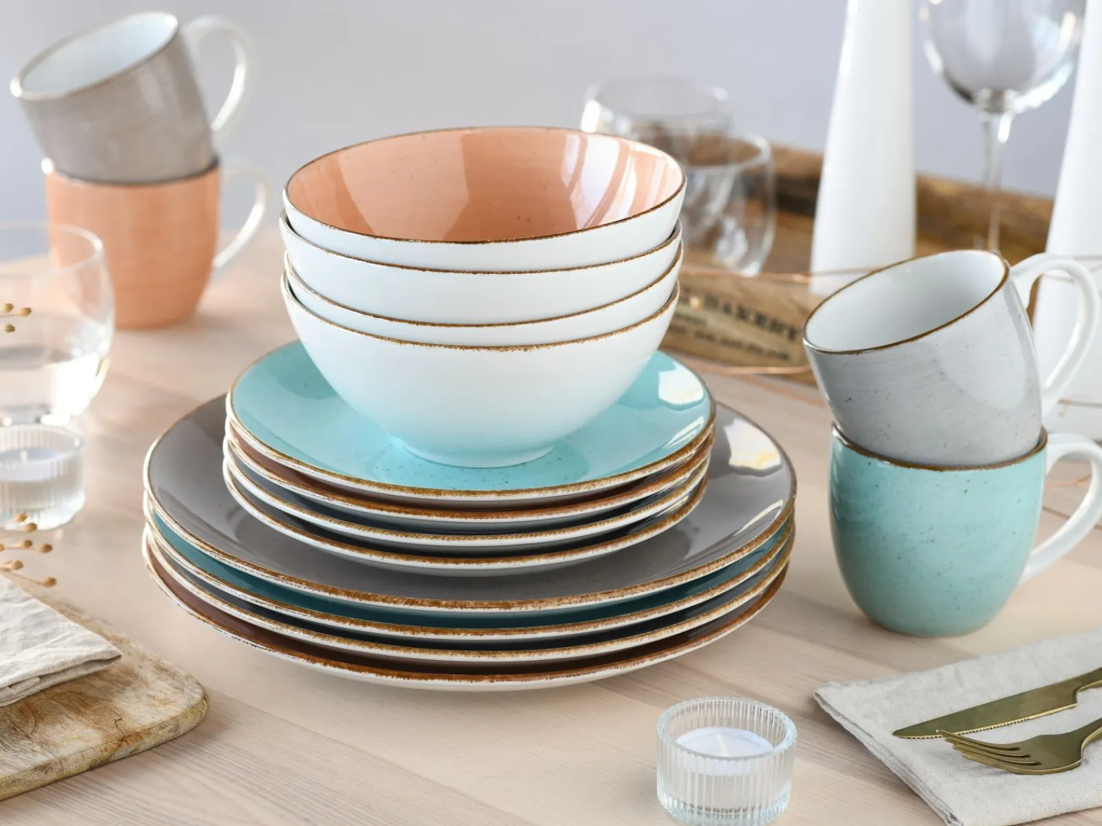 Creatable Geschirrset|Vintage Nature - Kombiservice 16-tlg - Weiss
