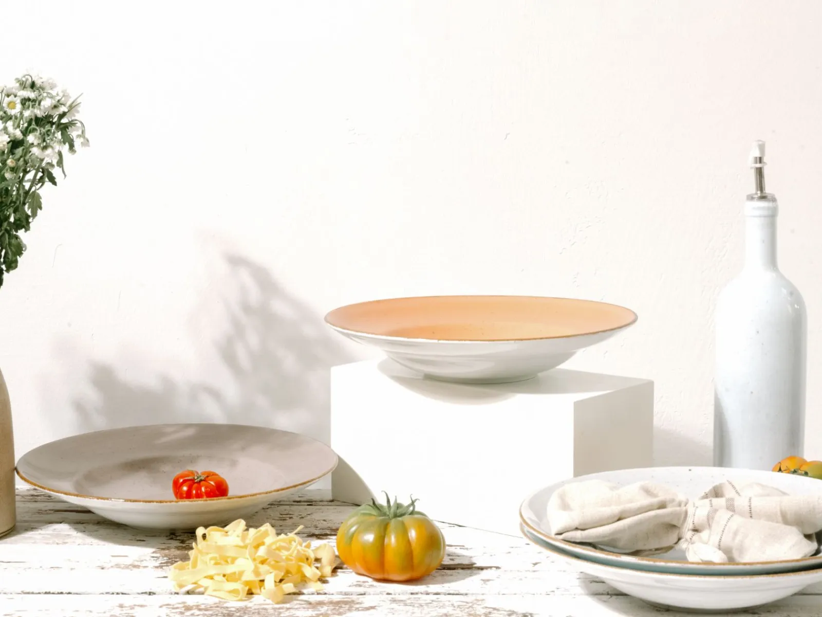 Creatable Pizza & Pasta|Geschirrset|Vintage Nature - Pastateller 4-tlg - Weiss