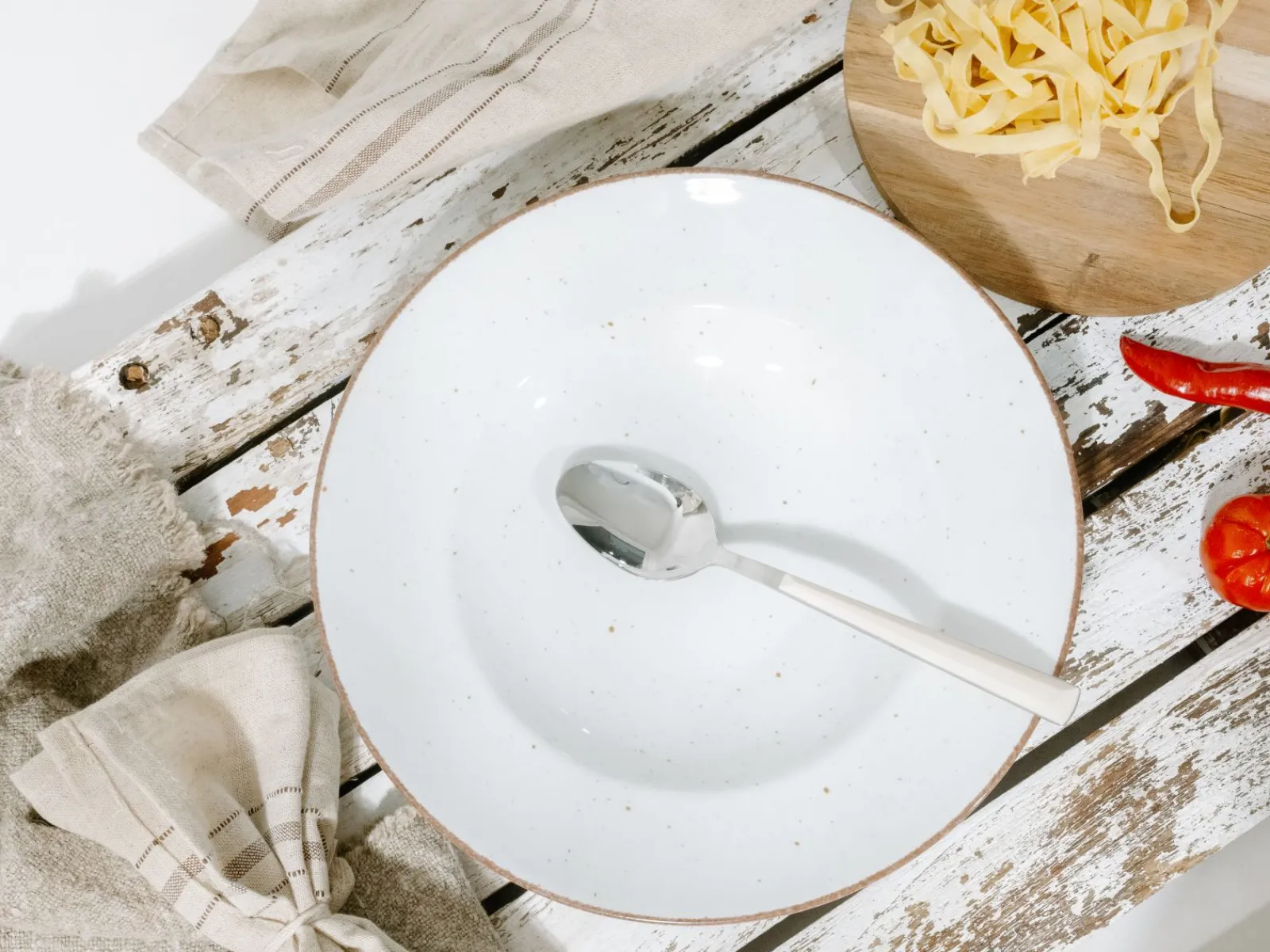 Creatable Pizza & Pasta|Geschirrset|Vintage Nature - Pastateller 4-tlg - Weiss