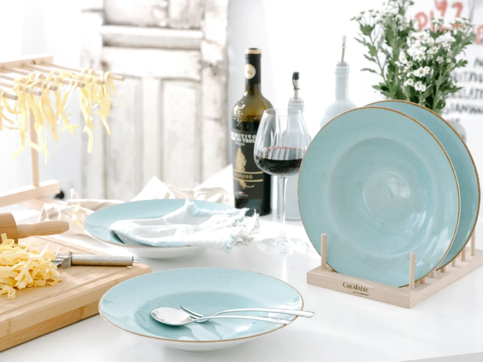 Creatable Pizza & Pasta|Geschirrset|Vintage Nature - Pastateller 4-tlg - Weiss