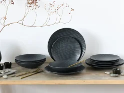 Creatable Geschirrset|Waves - Tafelservice 12-tlg - Schwarz