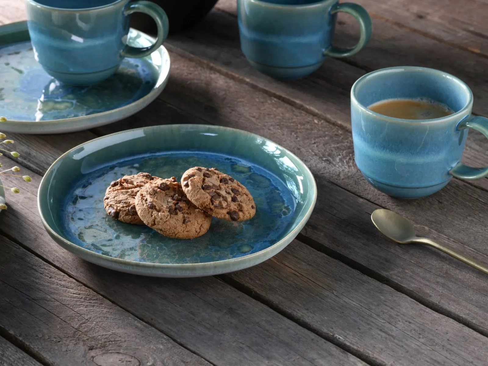 Creatable Geschirrset|Teller|Yuki - Brotteller 4-tlg - Grün-blau