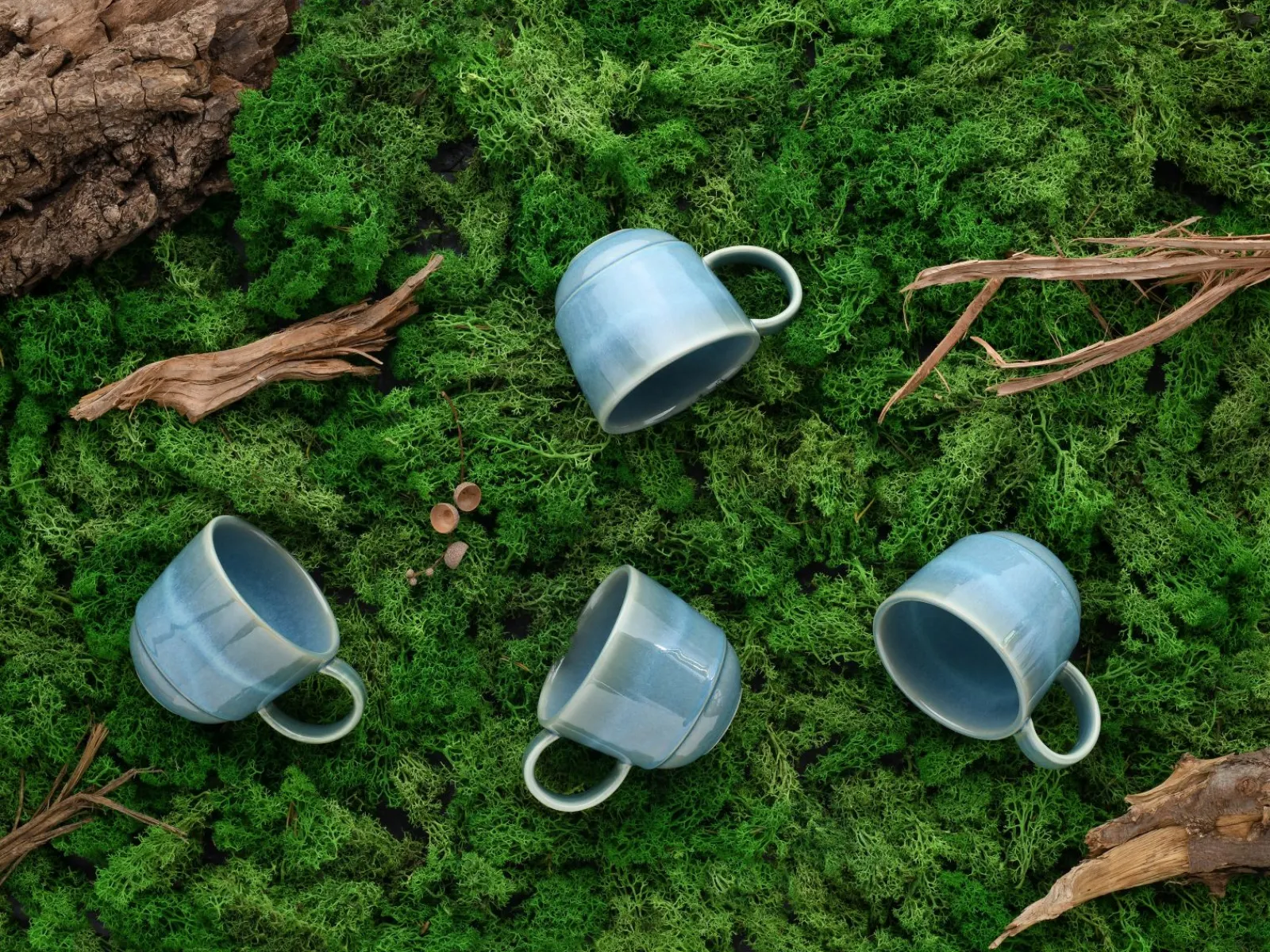 Creatable Becher & Tassen|Geschirrset|Yuki - Kaffeebecher 4-tlg - Grün-blau