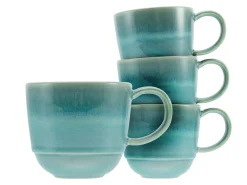 Creatable Becher & Tassen|Geschirrset|Yuki - Kaffeebecher 4-tlg - Grün-blau