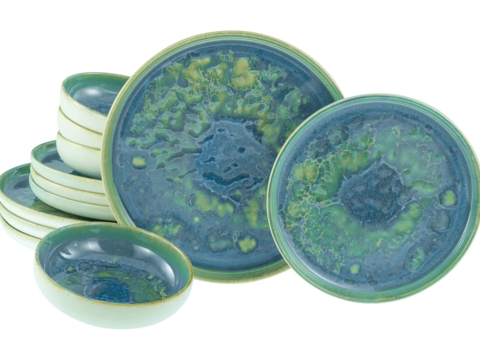Creatable Geschirrset|Teller|Yuki - Tellerset 12-tlg - Grün-blau